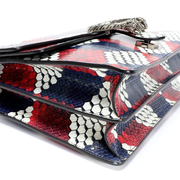 Gucci Red, White, & Blue Geometric Python Dionysus Shoulder Bag - Picture 9 of 10